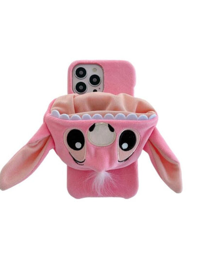 Nueva funda para teléfono con gorro de peluche 3D Stitch (envío a todo el mundo)