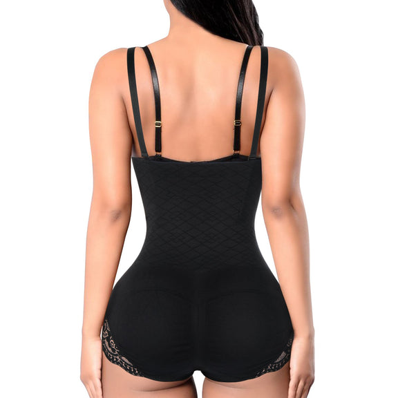 Women's Hi-waist Lace Shapewear With Straps
