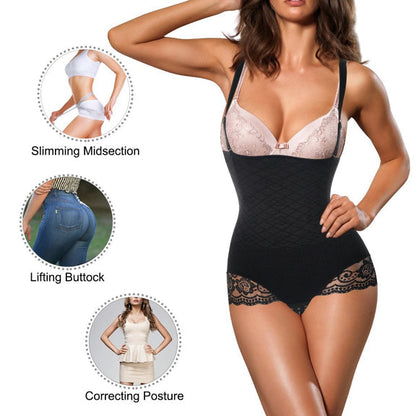 Women's Hi-waist Lace Shapewear With Straps