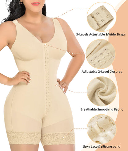 Fajas Colombianas Shapewear for Women Tummy Control Post Surgery Full Body Shaper Butt Lifter with Zipper Crotch