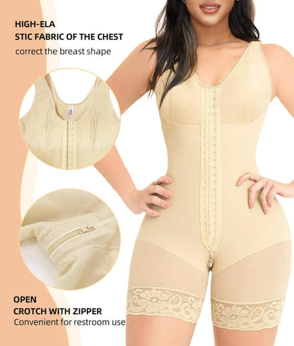 Fajas Colombianas Shapewear for Women Tummy Control Post Surgery Full Body Shaper Butt Lifter with Zipper Crotch