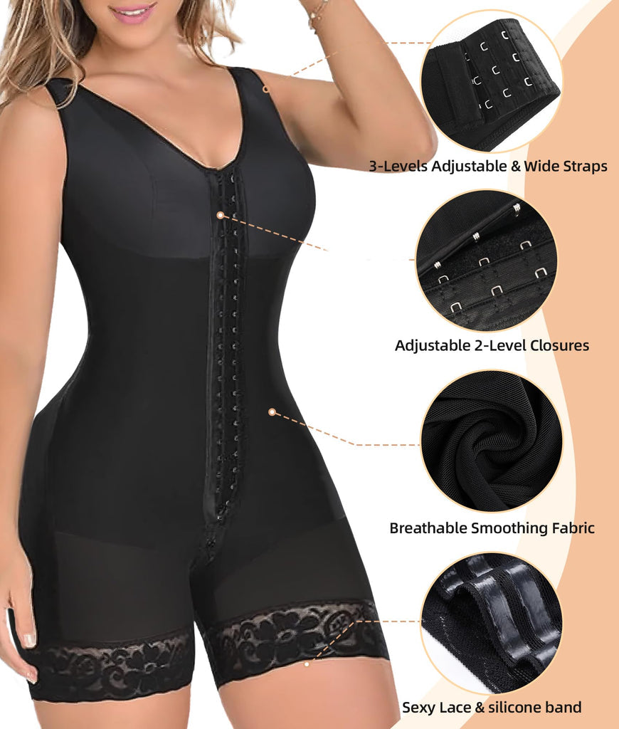 Fajas Colombianas Shapewear for Women Tummy Control Post Surgery Full Body Shaper Butt Lifter with Zipper Crotch