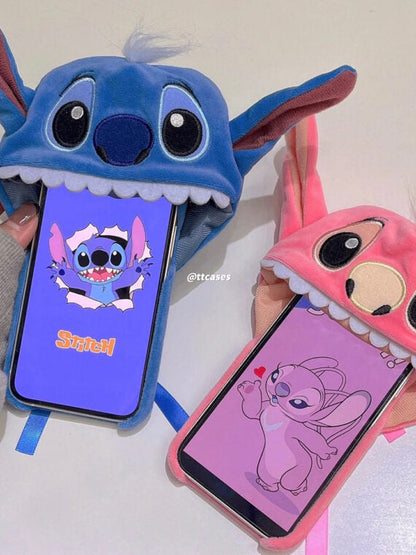 Nueva funda para teléfono con gorro de peluche 3D Stitch (envío a todo el mundo)