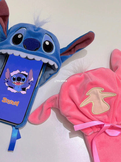 Nueva funda para teléfono con gorro de peluche 3D Stitch (envío a todo el mundo)