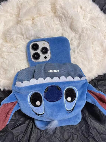 Nueva funda para teléfono con gorro de peluche 3D Stitch (envío a todo el mundo)