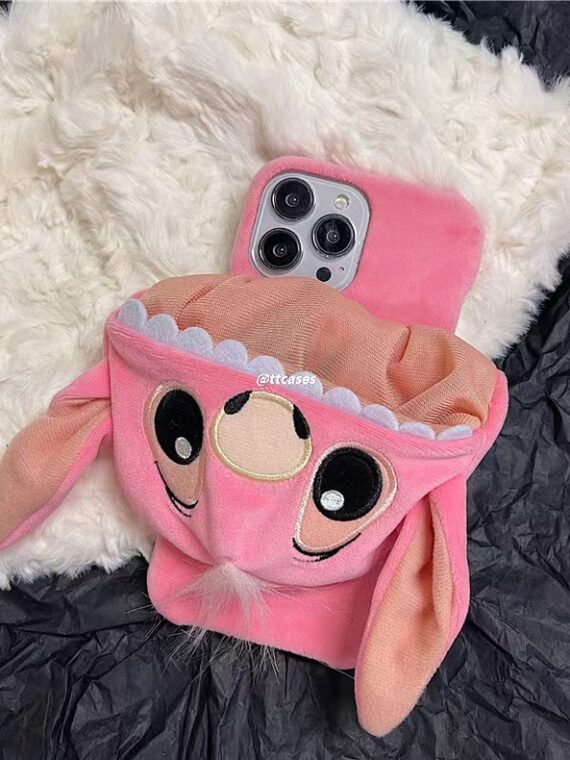 Nueva funda para teléfono con gorro de peluche 3D Stitch (envío a todo el mundo)