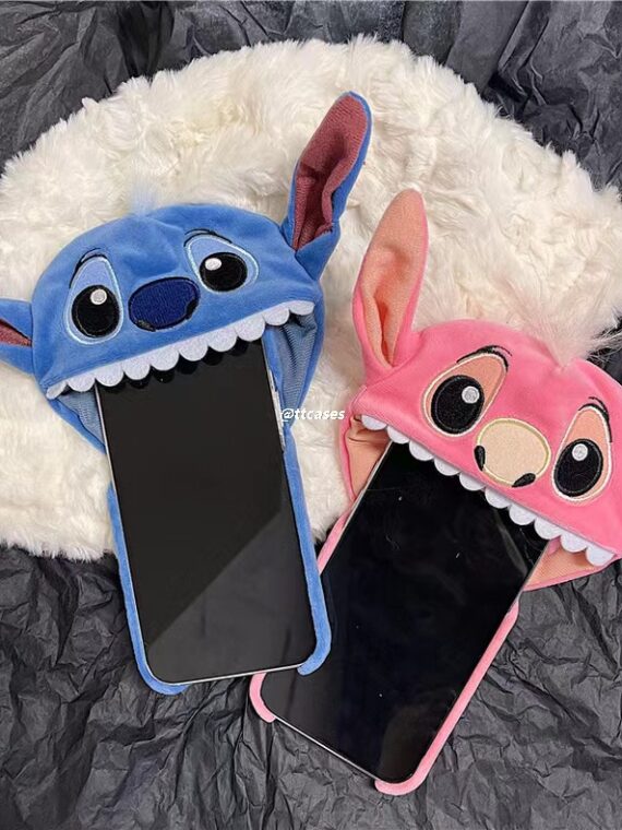 Nueva funda para teléfono con gorro de peluche 3D Stitch (envío a todo el mundo)