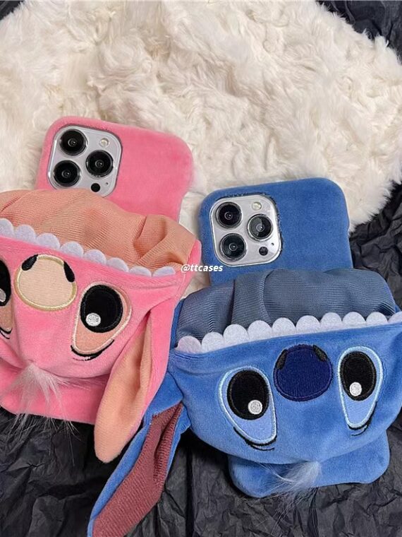 Nueva funda para teléfono con gorro de peluche 3D Stitch (envío a todo el mundo)