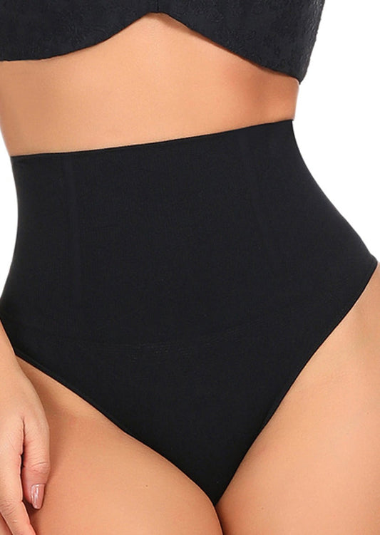 Seamless 4 Steel Bones Shapewear Thong Natural Shaping Black