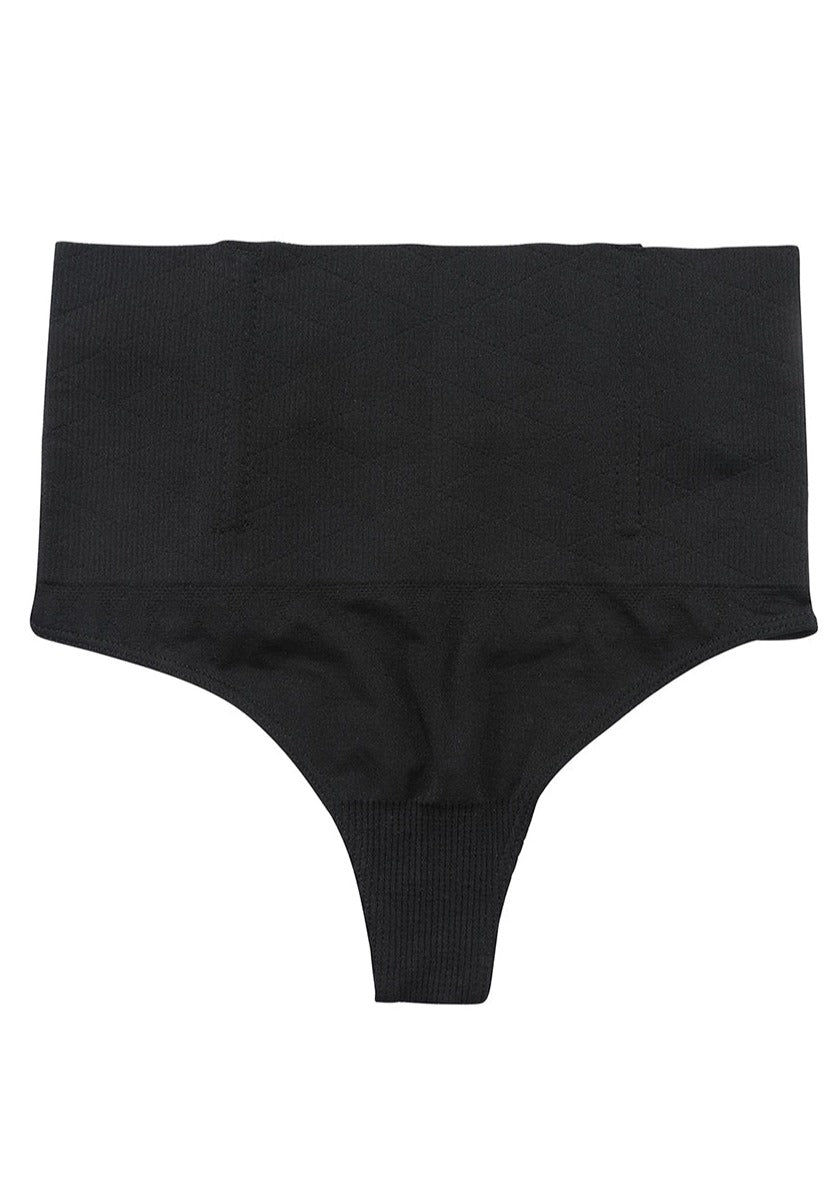 Seamless 4 Steel Bones Shapewear Thong Natural Shaping Black
