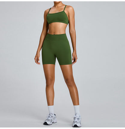 SELENA’S PERSICA Women V Cross Back Gym Shorts Seamless Scrunch Butt High Waisted Booty Shorts lulu 2inchshort