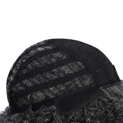Peluca afro rizada de pelo corto negro natural de 14 pulgadas con flequillo para mujeres negras, peluca sintética de Lolita para cosplay