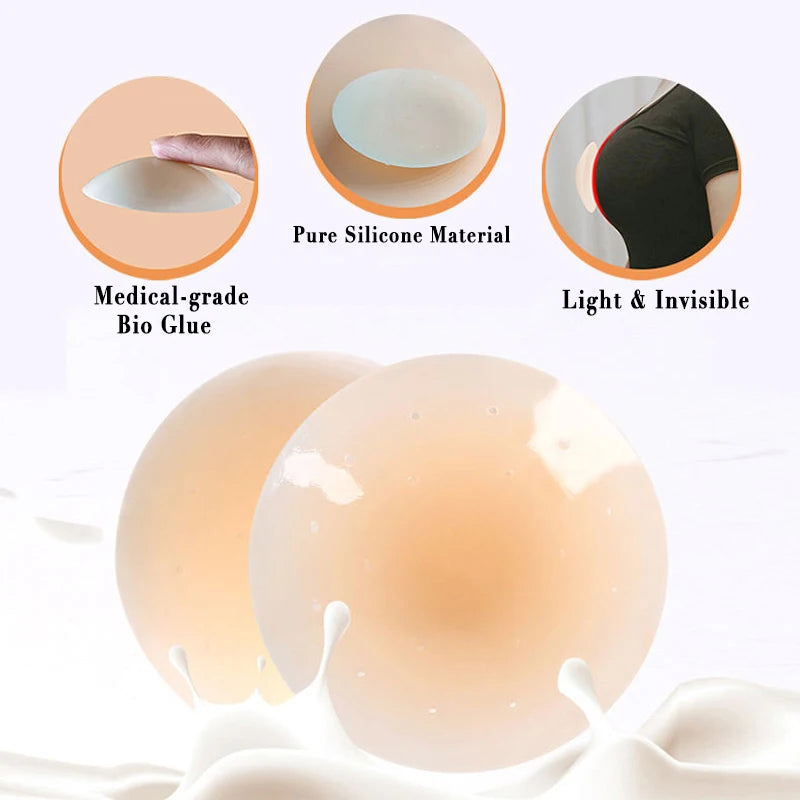 SELENA’S PERSICA Sticky Adhesive Silicone Nipple Pasties - Reusable Pasty Nipple Covers for Women waterbra Comfortable Flat