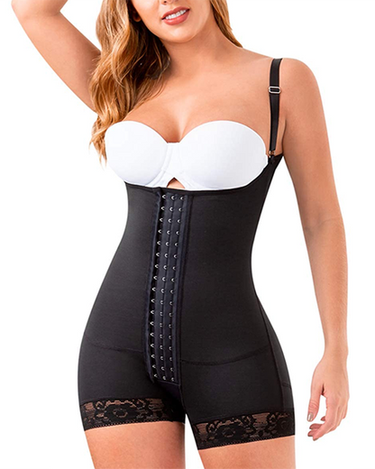 Women's BodyShaper Butt Lifter HOOK AND EYE CLOSURE OPEN BUST Tummy Control Adjustable Thin Shoulder Strap Lace Shapewear
