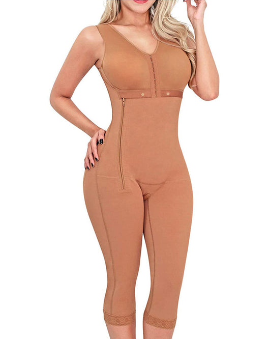 Women's Tummy Control Side Zipper Underwear Fajas Breast Support Long Faja