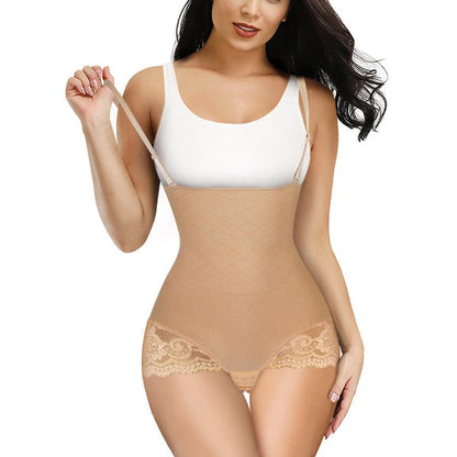 Women's Hi-waist Lace Shapewear With Straps