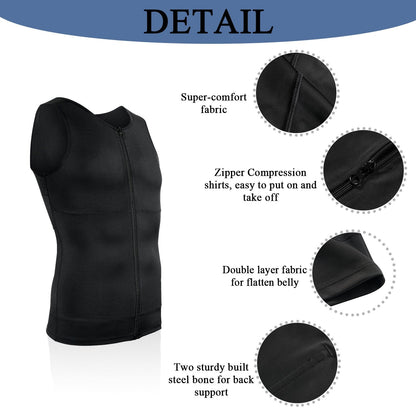 Men Zipper Vest For Slim & Back Support