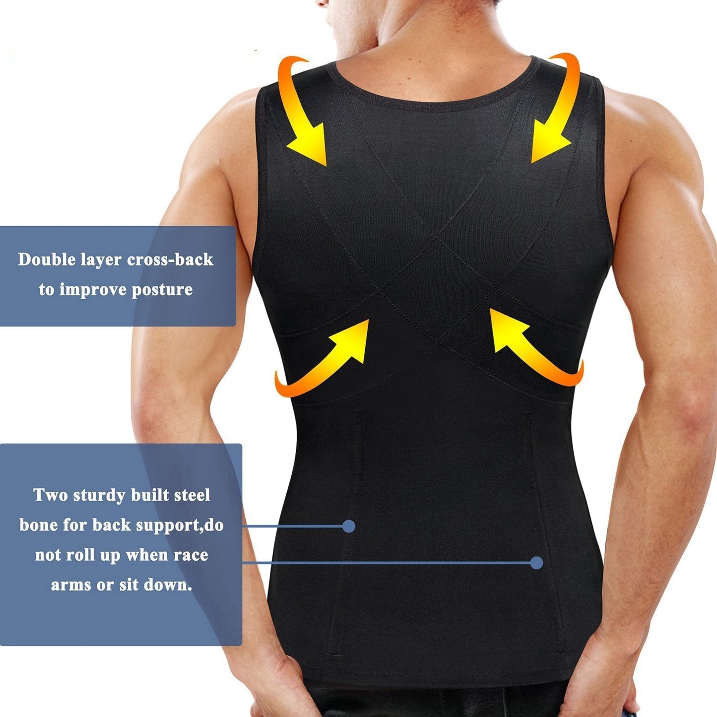 Men Zipper Vest For Slim & Back Support