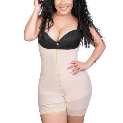 Postpartum Tummy Control Faja Adjustable Straps Shapewear Post Liposuction Bodysuit With Hook-eye