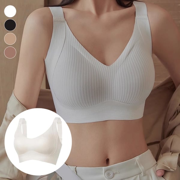 TIKTOK HOTSALES Women's Ribbed Push Up Adjustable Wireless Bra