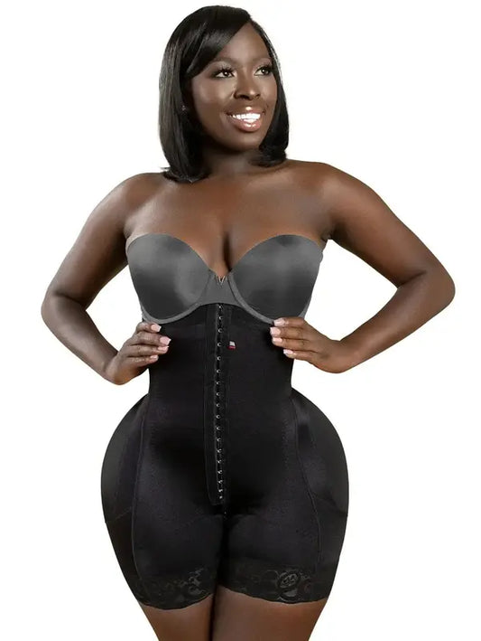 Stage 3 Faja Post-Op Faja Colombiana Strapless with Perfect Hourglass Fit, 3 Compression Hook Levels, and Built-in Rods for Posture Support - Fabric