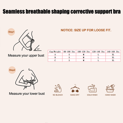 Seamless breathable shaping corrective support bra