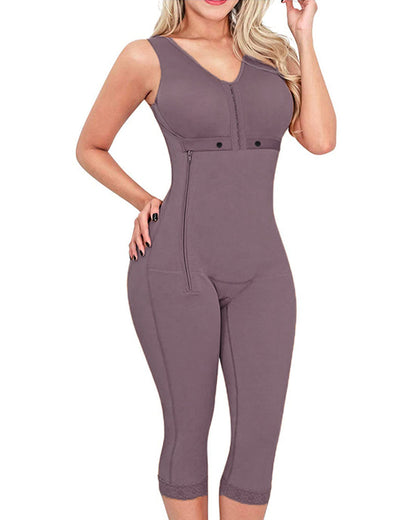 Women's Tummy Control Side Zipper Underwear Fajas Breast Support Long Faja