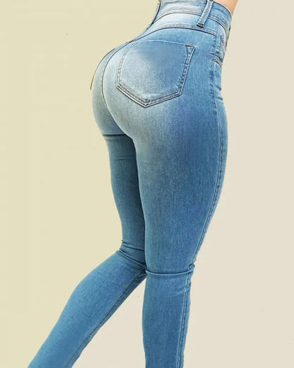 Jeans moldeadores ajustados y elásticos de cintura alta 