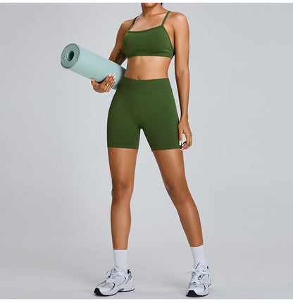 SELENA’S PERSICA Women V Cross Back Gym Shorts Seamless Scrunch Butt High Waisted Booty Shorts lulu 2inchshort