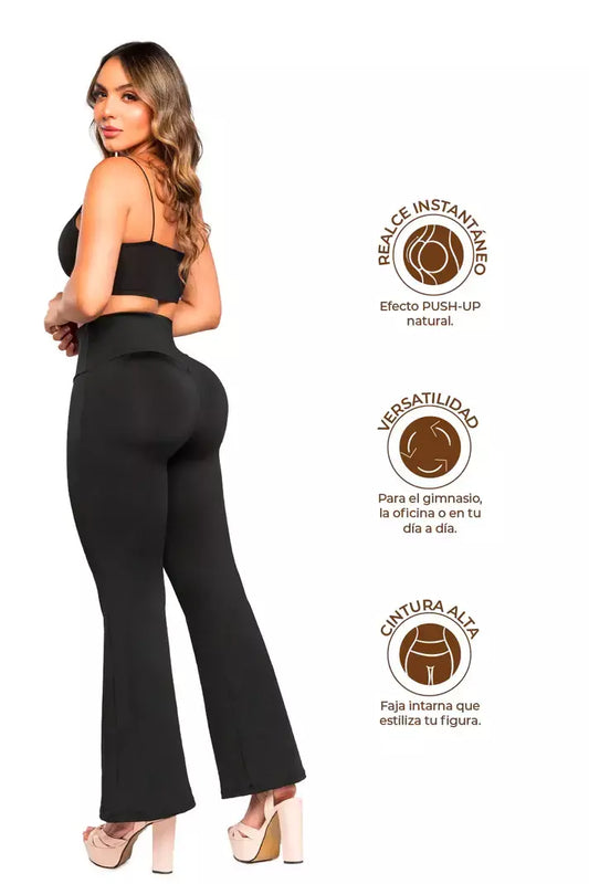 LEGGINS ACAMPANADO CON FAJA INTERNA✨ 0092 NEGRO