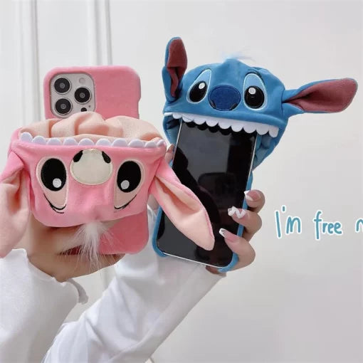 Nueva funda para teléfono con gorro de peluche 3D Stitch (envío a todo el mundo)
