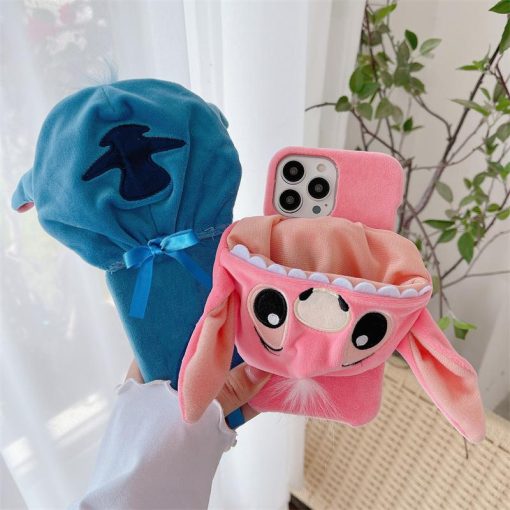 Nueva funda para teléfono con gorro de peluche 3D Stitch (envío a todo el mundo)