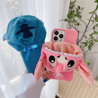 Nueva funda para teléfono con gorro de peluche 3D Stitch (envío a todo el mundo)